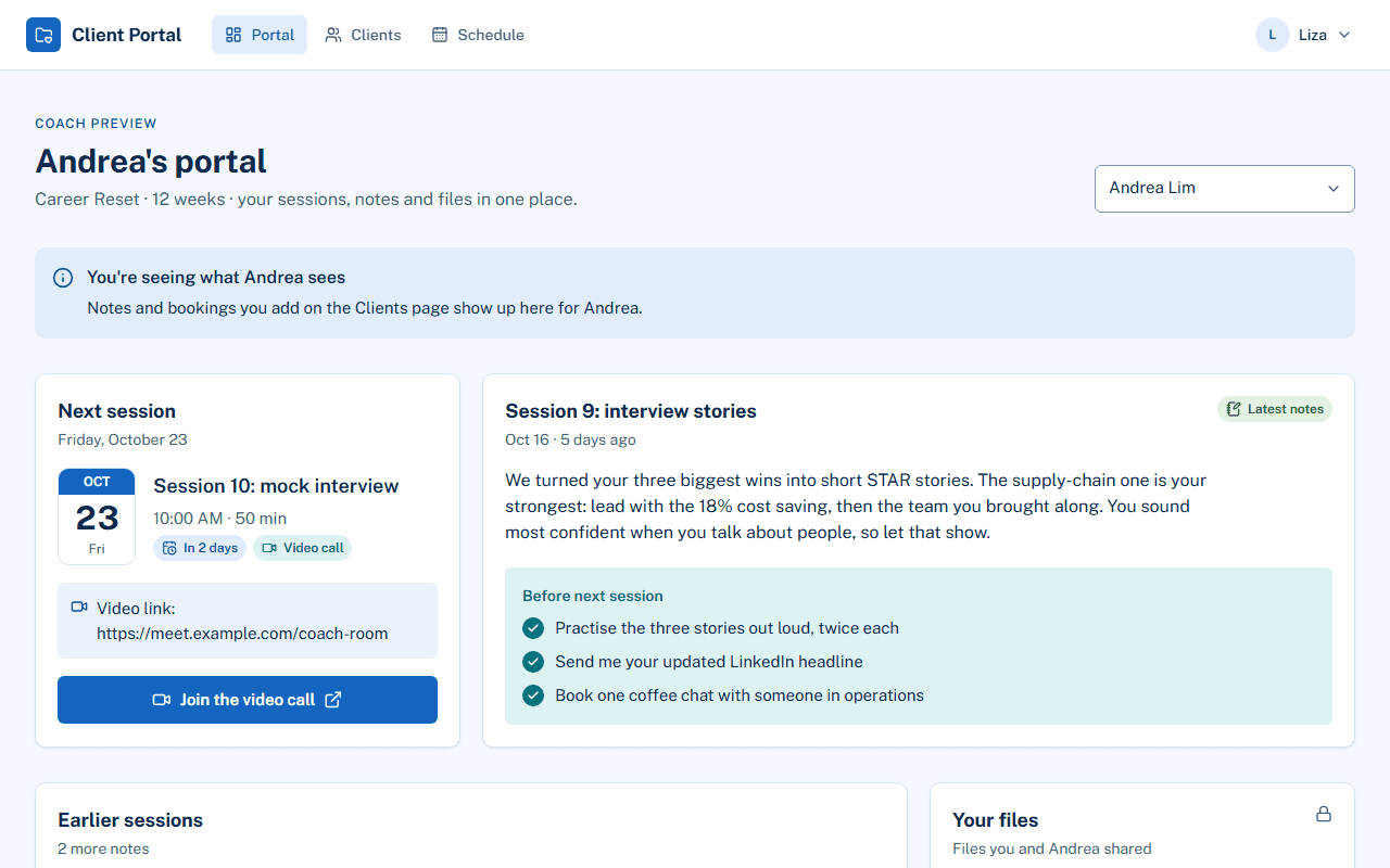 Client portal, ready to open