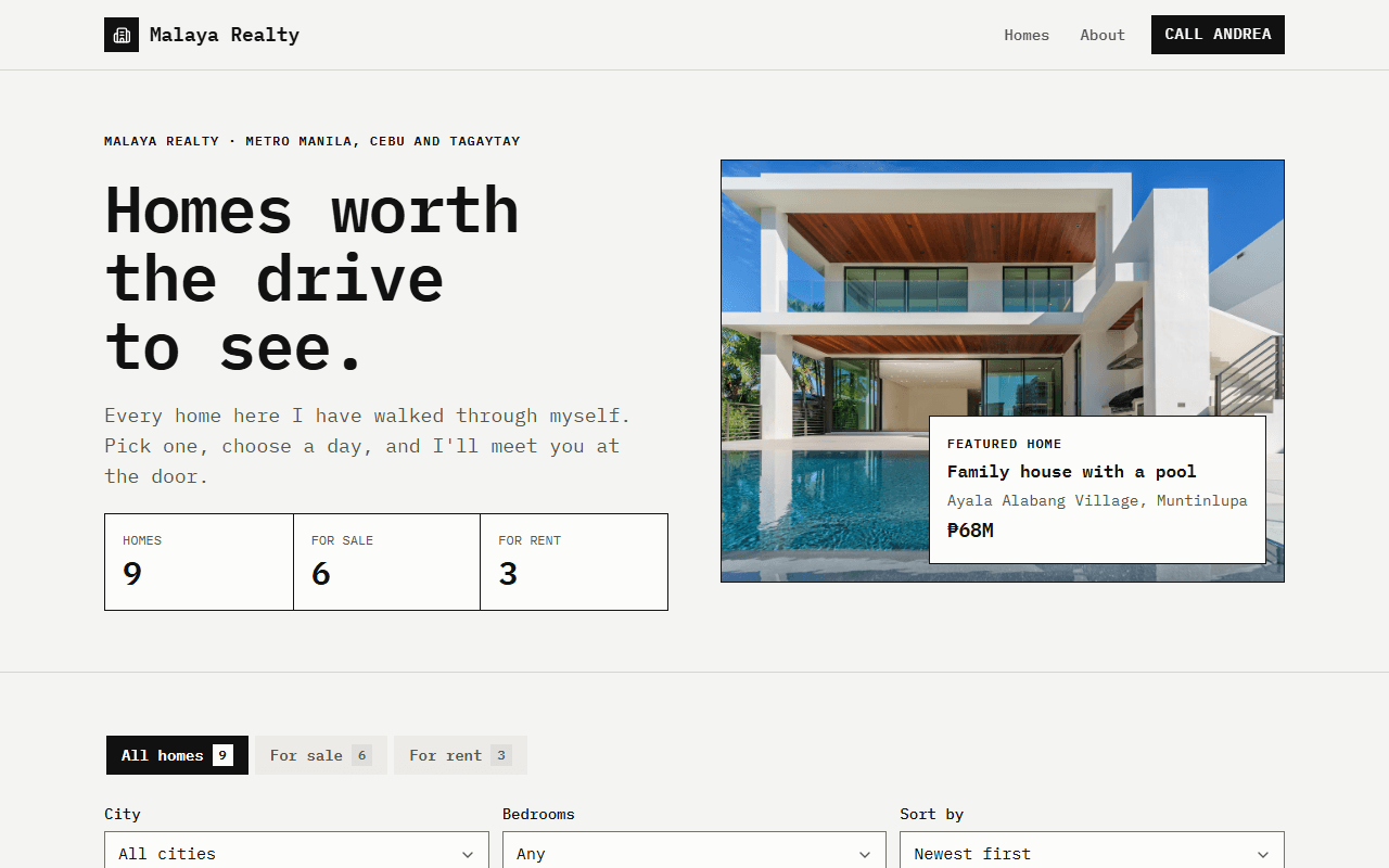 Property listings, ready to open
